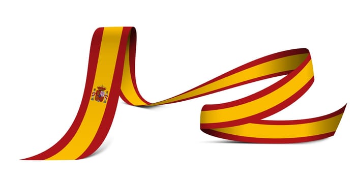 3D illustration. Flag of Spain on a fabric ribbon background.