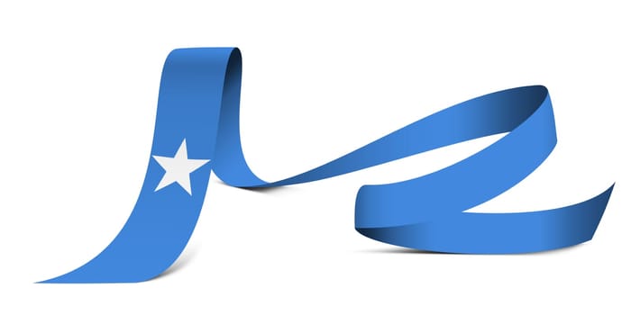 3D illustration. Flag of Somalia on a fabric ribbon background.