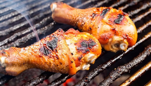 Grilled chicken Legs on the grill