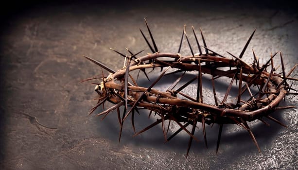 closeup of a representation of the Jesus Christ crown of thorns and nail