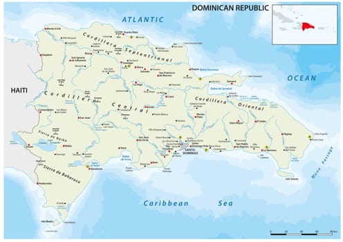 Vector map of Caribbean island country Dominican Republic