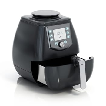 Air fryer isolated on white background. 3D illustration.