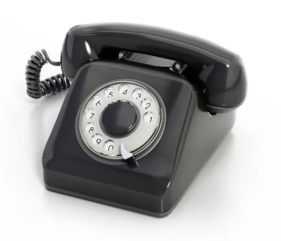 Retro rotary phone isolated on white background. 3D illustration.