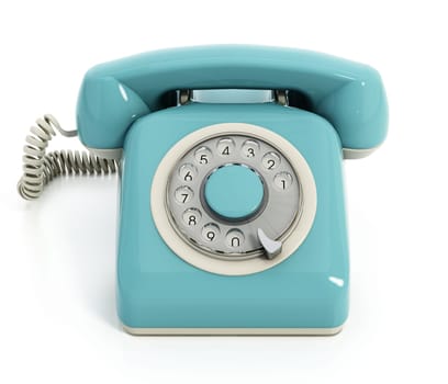 Retro rotary phone isolated on white background. 3D illustration.