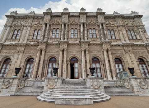 Dolmabahce Palace, or Dolmabahce Sarayi, located in Besiktas district of Istanbul, Turkey, on the European coast of the Bosporus, main administrative center of the Ottoman Empire formerly