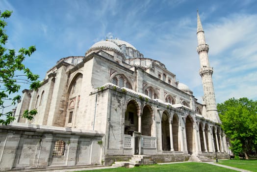 Sehzade Mosque, or Sehzade Camii, a 16th century Ottoman imperial mosque commissioned by Suleiman the Magnificent, located in the district of Fatih, on the third hill of Istanbul, Turkey