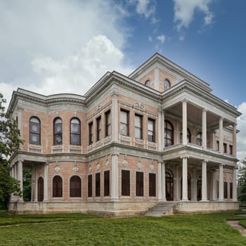 Beykoz Mecidiye Kasri, or Mecidiye Pavilion, an Ottoman palace built in 1845 to be presented to Sultan Abdulmecid by Mohamed Ali Pasha, Governor of Egypt, suited in Beykoz district, Istanbul, Turkey