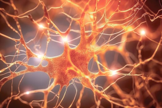 Neuron conceptual image of human nervous system. 3D illustration of neurons with vivid colors.