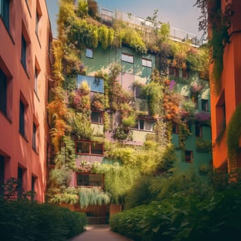 This image captures the sense of innovation and creativity that comes from growing a garden vertically up the side of a building on a bustling city street. The garden is filled with vibrant plants and flowers that thrive in the urban environment. The image conveys the sense of beauty and possibility that comes from seeing something unexpected and unconventional growing in the heart of the city.