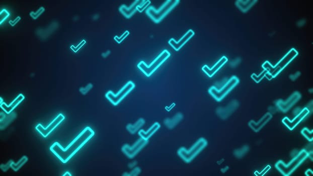 Glowing Tick symbols. Computer generated 3d render,Glowing Tick symbols. Computer generated 3d render