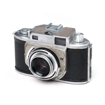 vintage old film camera isolated on white background