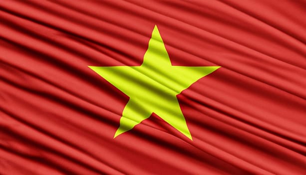 Vietnam flag with fabric texture