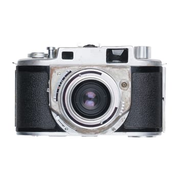 vintage old film camera isolated on white background