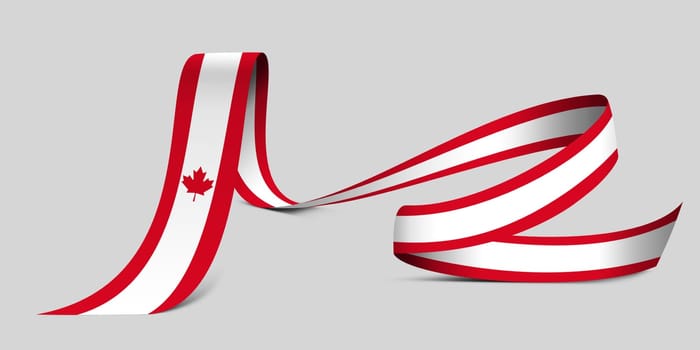 3D illustration. Flag of Canada on a fabric ribbon background.