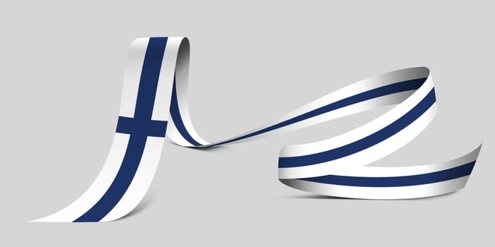 3D illustration. Flag of Finland on a fabric ribbon background.