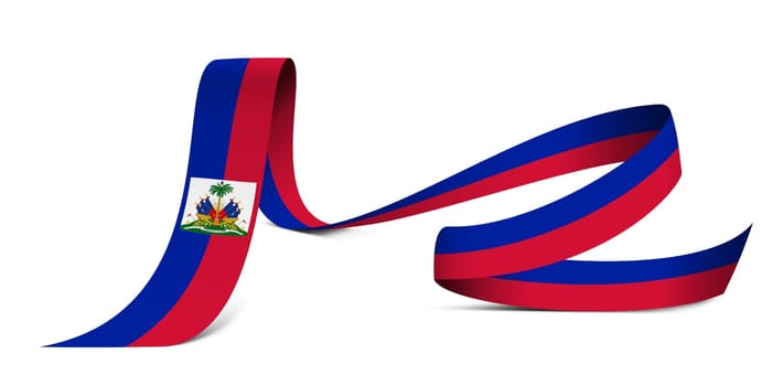3D illustration. Flag of Haiti on a fabric ribbon background.