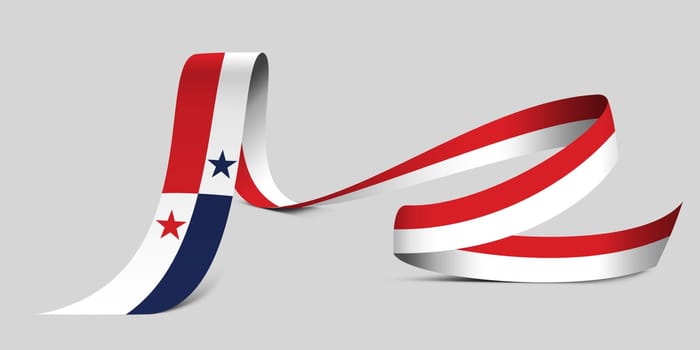 3D illustration. Flag of Panama on a fabric ribbon background.