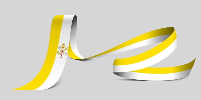 3D illustration. Flag of Vatican City on a fabric ribbon background.