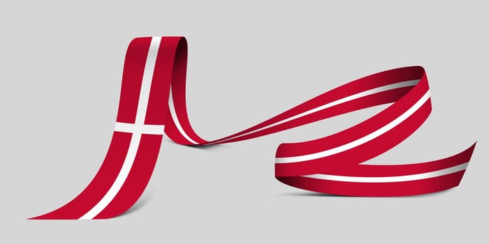 3D illustration. Flag of Denmark on a fabric ribbon background.
