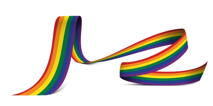 3d illustration LGBTQ rainbow flag on a fabric ribbon background. Freedom and love concept. Activism, community and freedom Concept.