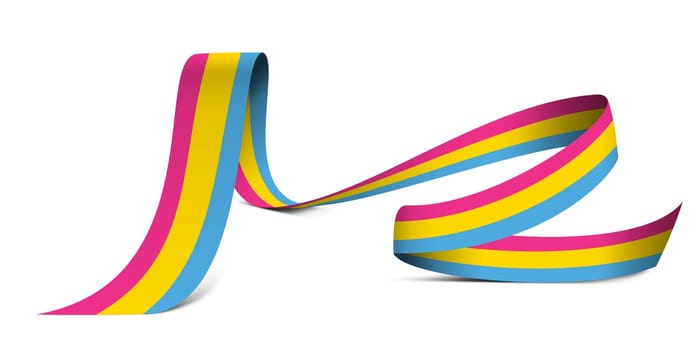 3d illustration Pansexual flag on a fabric ribbon background. Freedom and love concept. Activism, community and freedom Concept.