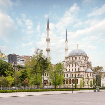 Nusretiye imperial Ottoman ornate Mosque, commissioned by Sultan Mahmut II, located in Tophane district of Beyoglu, Istanbul, Turkey