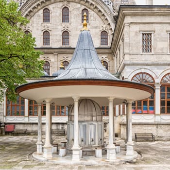 Ablution fountain at the Courtyard of Nusretiye imperial Ottoman Mosque, located in Tophane district of Beyoglu, Istanbul, Turkey