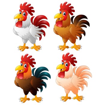 Cartoon funny rooster collection set