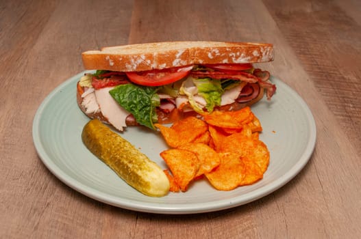 Traditional and authentic American dish known a the club sandwich
