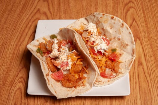 Authentic tex mex mexican cuisine known as a shrimp taco