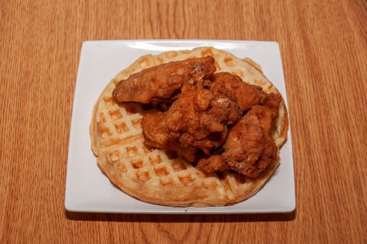 Delicious American dish known as chicken and waffles