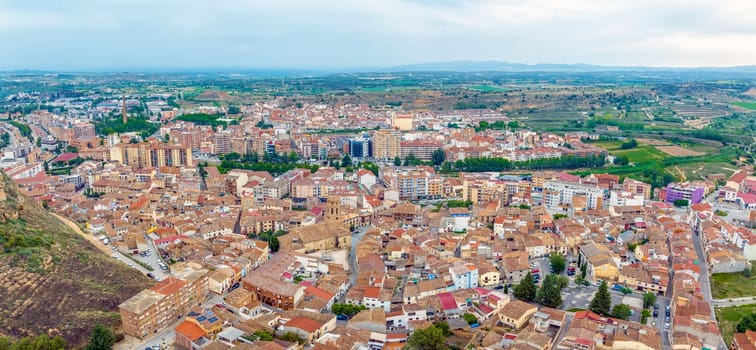 Panoramic aerial view from the castle of Monzon province of Huesca, Spain