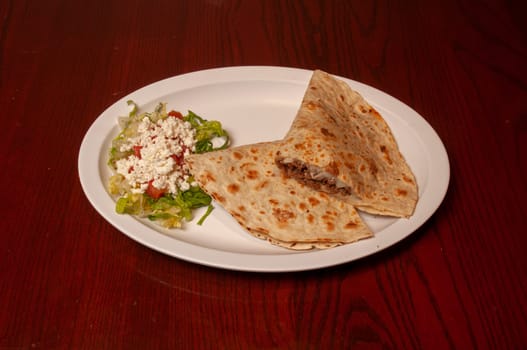 Traditional mexican delicacy known as a steak quesadilla