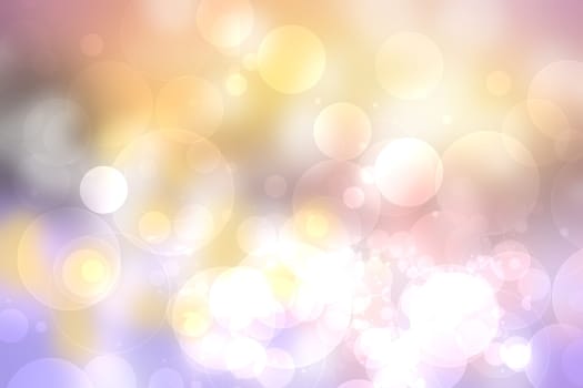 Abstract blurred fresh vivid spring summer light delicate pastel pink blue white yellow bokeh background texture with bright circular soft color lights. Beautiful backdrop illustration.
