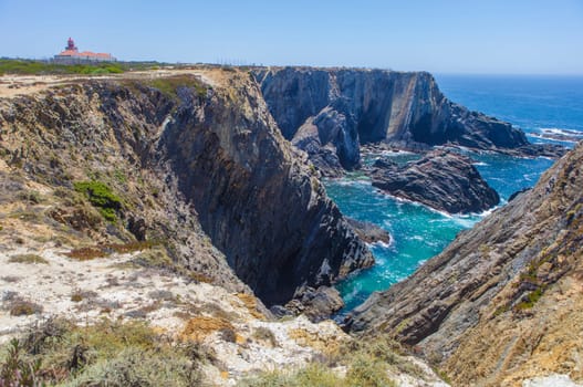 Cabo Sardao Lighthouse, placed at Westernmost point of the Alentejo region of Portugal