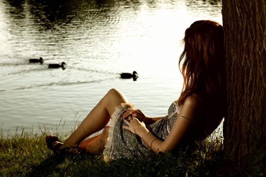 beautiful happy young girl in the park