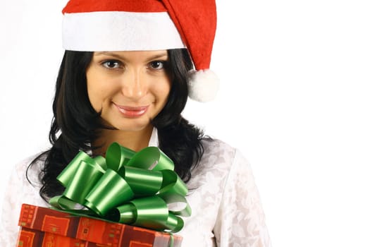 beautiful smiling young girl with christmas gifts