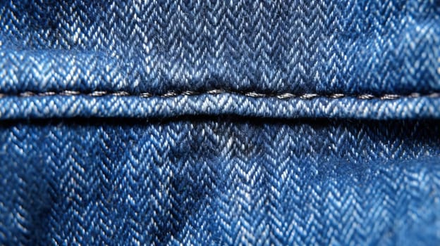 A close up view of a blue jeans pocket
