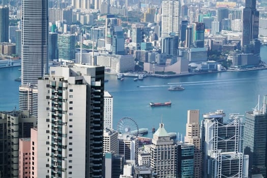 Victoria Harbor aerial view, Hong Kong