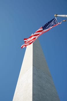 American flag and Washington Monument, Washington, District of Columbia, USA
