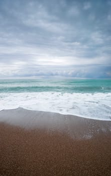 Footsteps on the beach. The Mediterranean Sea, Turkey. aRGB.