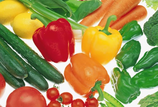 Set of fruits isolated over light background