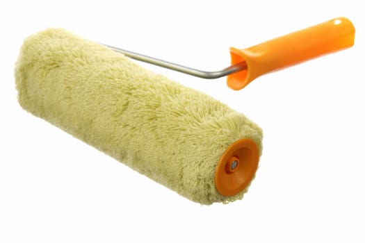 New paint roller on a white background