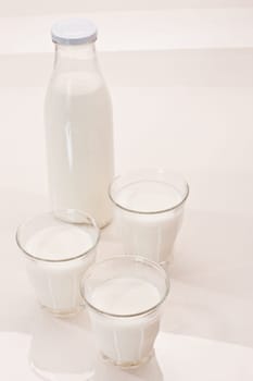 food series: bottle and glass full of milk