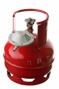Red gas cylinder on a white background