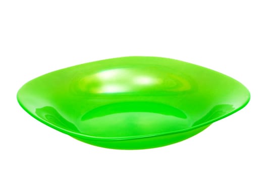Beautiful green plate on a white background