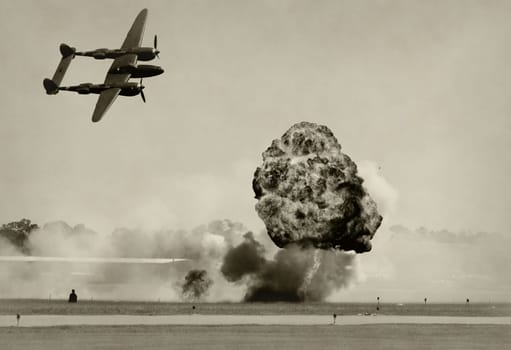 World War II era battle and bombbing