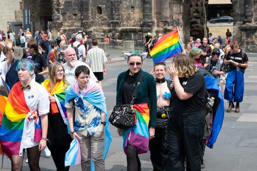 Christopher Street Day, gay, bisexual and lesbian parade, pride month, rainbow flag, equal rights event in Trier, CSD Germany on the 22.07.2023