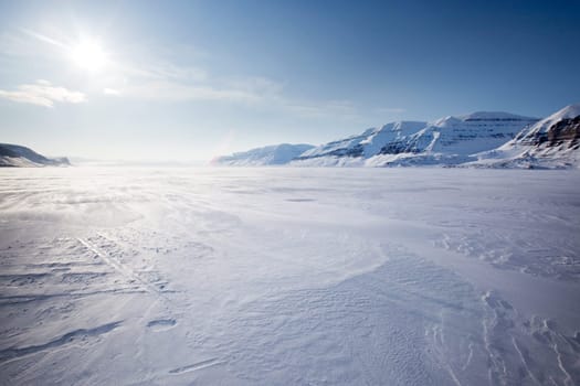 A panorama landscape on Spitsbergen Island, Svalbard, Norway