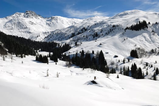Mountain in French Alps with snow : near hauteluce and Contamines Montjoie